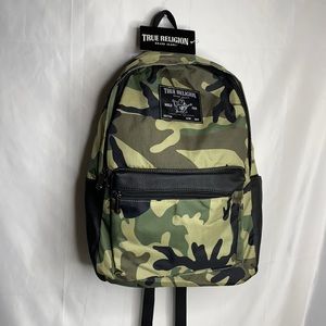 True Religion Backpack Camo &Leather Backpack New